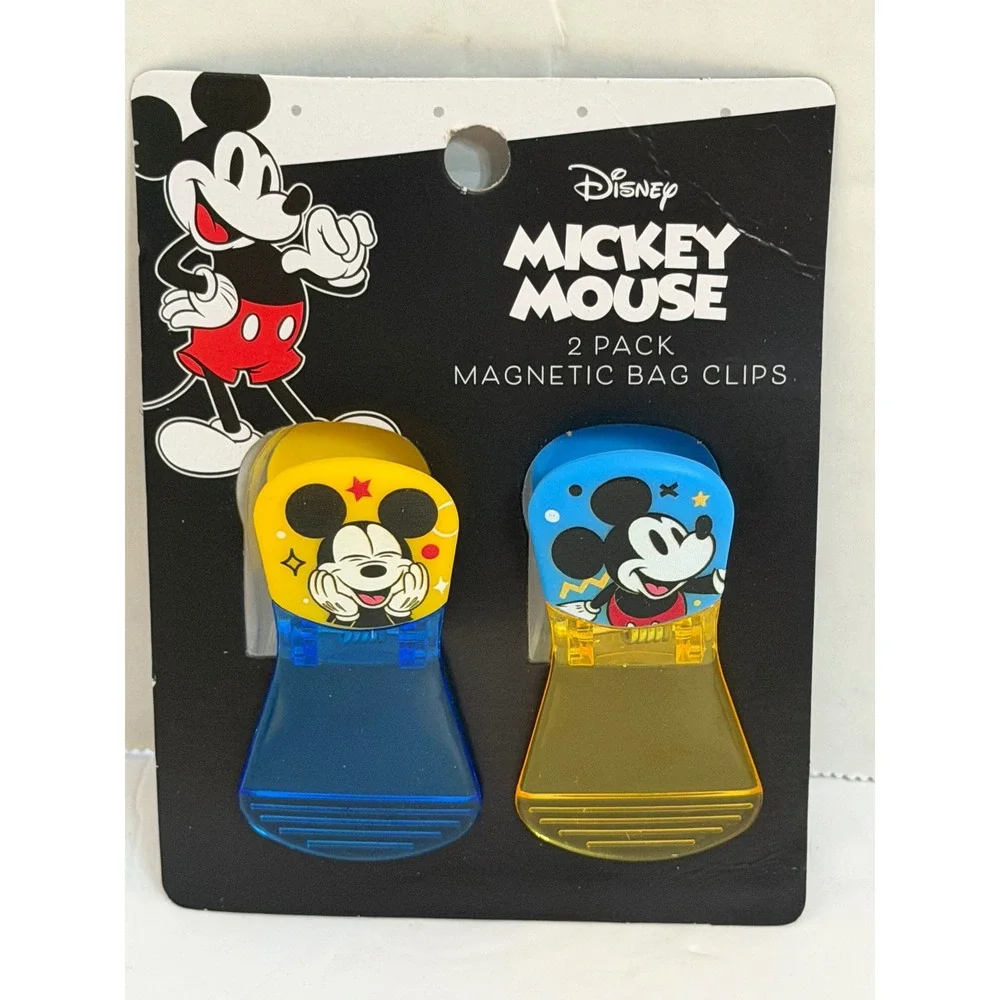 Disney Mickey Mouse 2 Pack Magnetic Bag Clips Blue Yellow Best Brands NEW